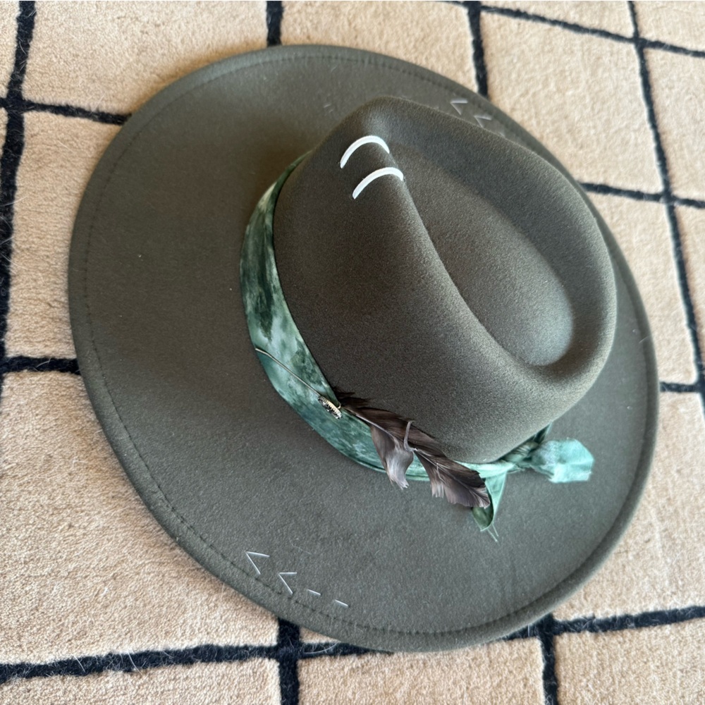 Stylish Olive Green Fedora with Feather Accent